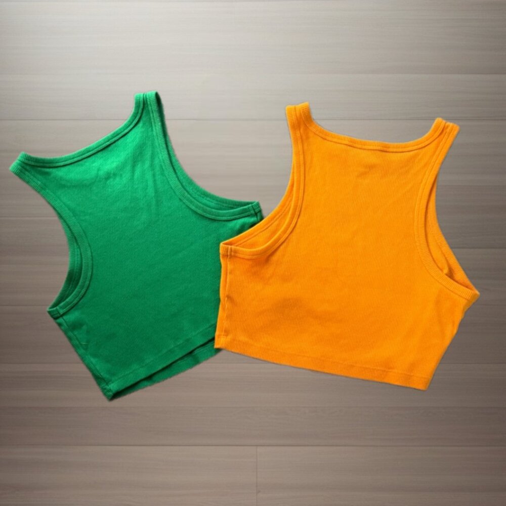 Wild Fable Ribbed Cropped Tank Bundle Orange M Green Size S - Picture 2 of 8
